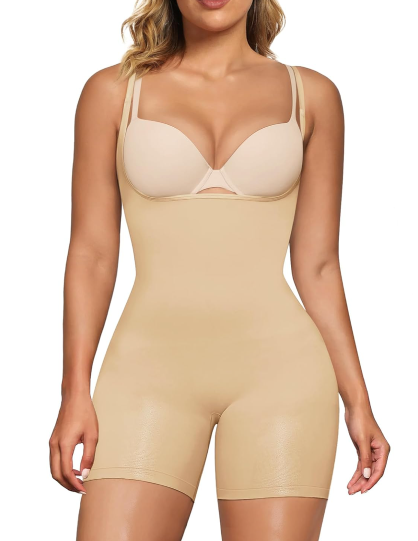 SHAPERX Open Bust Shapewear Tummy Control Bodysuits for Women Seamless Compression High Waisted Body Shaper2X/3XL