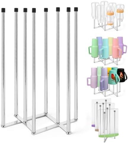 Palksky Foldable Bottle Drying Rack for Water Bottles & Cups - Stainless Steel Space Saving Dish Rack Holder Organizer for Kitchen Counter, Sink or Dishwasher
