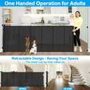 Reinforced 42" Tall X 120" Extra Wide Retractable Baby Gate Extra Long Baby Gates for Large Openings Prevent Kids and Pets from Jumping Over Retractable Pet Gate Reinforced Puppy Gates for Dogs, Black