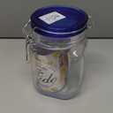 Bormioli Rocco Fido Square Jaw with Blue Lid, 33-3/4-Ounce, 33.75 Ounce, Clear