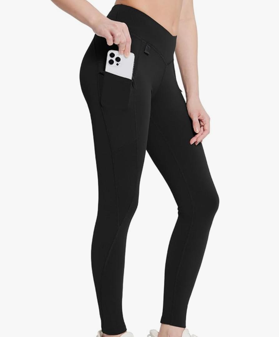 Women's Fleece Lined Leggings Waterproof Hiking Petite Pants Zipper Pockets Winter Thermal Warm Cold Weather Size S