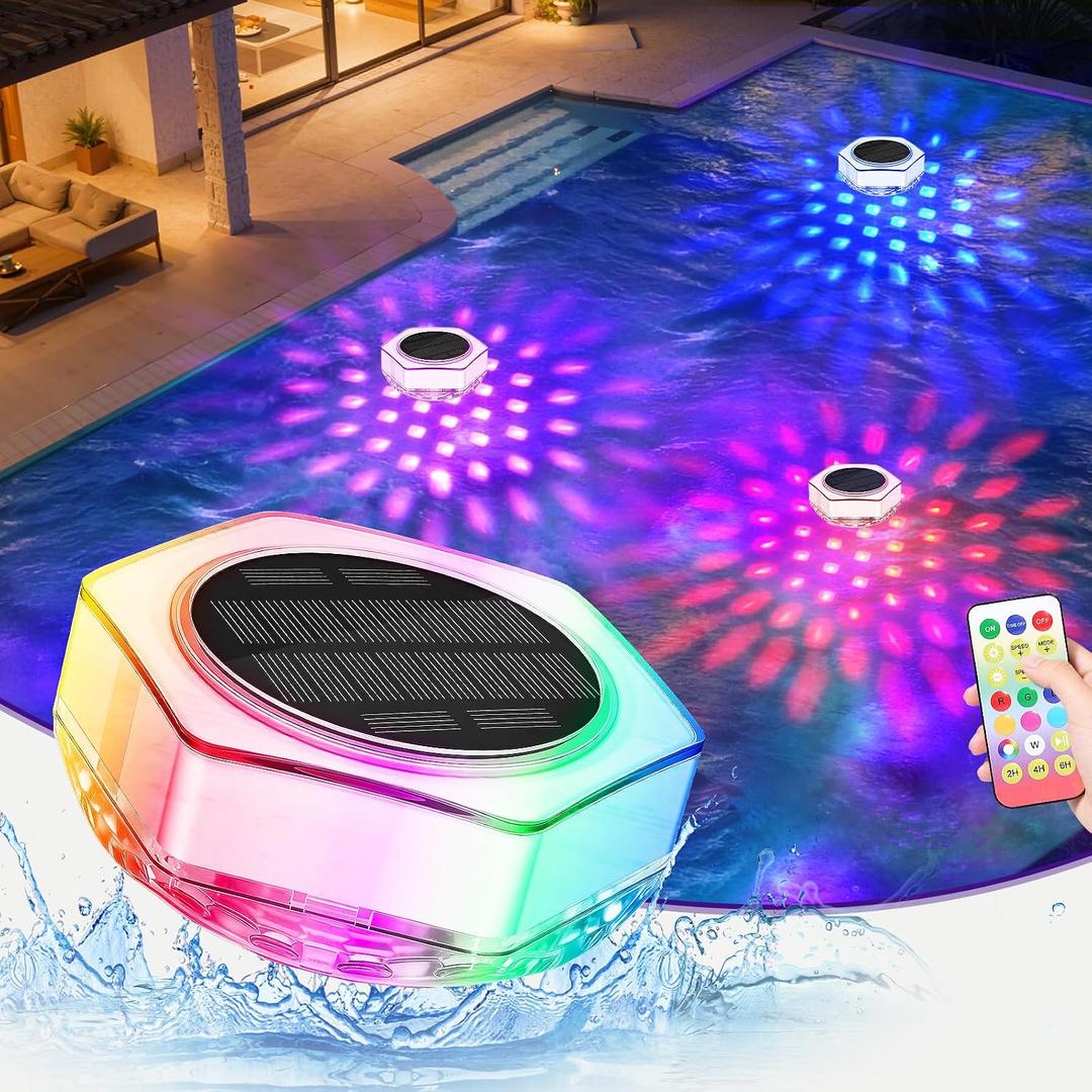 2 x TaoFiaCo Solar Floating Pool Lights: RGB Color Changing Floating Lights for Hot Tub Party Wedding Pond Garden Yard (1 Pack)