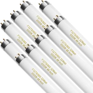 Konideke 10 Pack, F32T8/865 Fluorescent Light Bulb 48 Inch Daylight 32 Watt, T8 Fluorescent Bulb 4 Foot, 2800 Lumens G13 Medium 6500K Bi-Pin Base