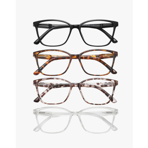 BLS Bues 4 Pack Blue Light Blocking Reading Glasses,Readers for Women and Men with Spring Hinge, Color: C1 Mix, +1.5