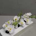 Oairse White Orchids Artificial Flowers Faux Orchids Arrangement in Black Glass Vases Set of 3 Real Touch Phalaenopsis Orchid Flowers Small Fake Orchid Centerpiece for Dining Room Table