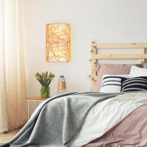 Arturesthome 2-Lights Rustic Wall Lamps, Retro Bohemian Sconce Lights, Natural Rattan Woven Lampshade for Bedside House Reading Living Room Bedroom Kitchen Corridor Lantern