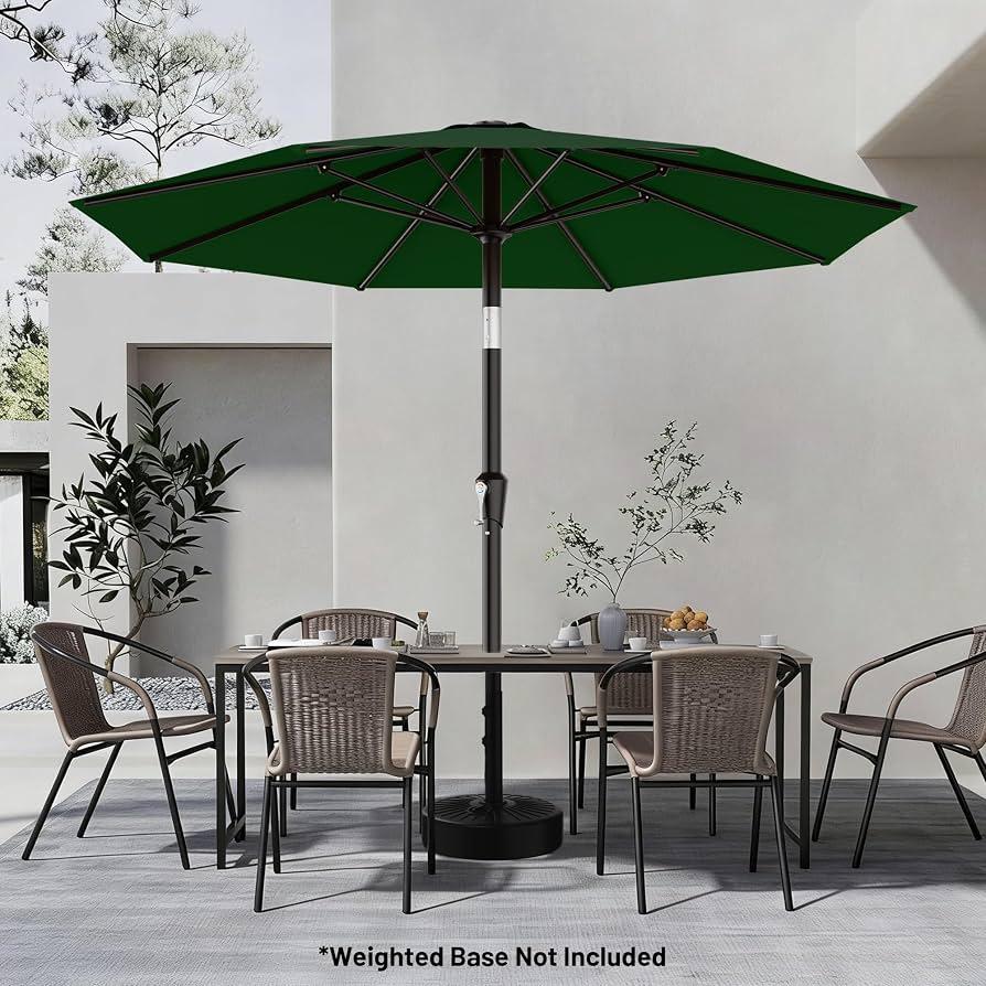 AreShark 9 FT Patio Umbrella for Outdoor, Outdoor Table Umbrella with Push Button Tilt and Crank, Outdoor Patio Umbrellas with 8 Sturdy Ribs for Market, Garden, Pool (Dark Green)