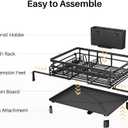 SNTD Dish Drying Rack - Extendable Dish Rack, Large Sink Drying Dish Drainer for Kitchen Counter, Stainless Steel Dish Strainer with Utensil Holder (Black)