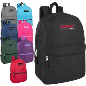 Bulk Backpacks Classic 17 Inch Backpacks for Boys and Girls - Case Pack of 24 Wholesale Backpacks in Bulk for Kids, School, Adults (8 Color Assortment)
