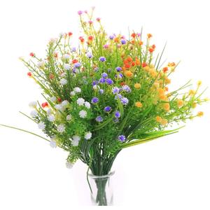 JAKY-Global Artificial Flowers Gypsophila Babysbreath Fake Water Plants Bouquet 6 Bundle Fake Plants Wedding Bridle Bouquet Outdoor Home Office Christmas Decor(Mix Color)