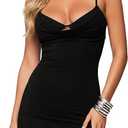 Women Cowl Neck Spaghetti Strap Bodycon Mini Dress Backless Sleeveless Party Club Cami Short Dress M