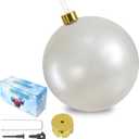 Inflatable Christmas Ornaments,18" 25" Christmas Oversized Ornament,Christmas Ball Decorations Indoor Outdoor, Use as Festive Yard Decoration (White, 18")