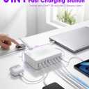 200W USB C Charger Block GaN III, Upgraded 8-Port Fast Charging Station + 6.6Ft 3A Cable, PD 65W Laptop Charger Adapter Compatible with iPhone 17/16/15/14, MacBook Pro/Air, iPad, Galaxy S25/S24