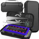 2 x TZGZT [Longest Durable] Travel Carrying Case for Nintendo Switch 2 2025, Large Volume Accessories Bundle Holder, 2 Screen Protector, Hard Protective Cover Estuche Funda with 12 Game Cards, Black