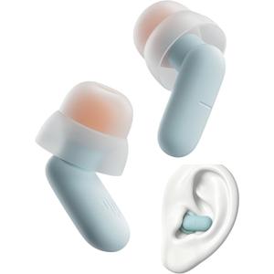 Ear Plugs for Sleeping All-Night Wear Without Ear Pain Side Sleeper Patent Qufits Eartips Ultra-Comfy Reusable Earplugs for Sleep, Focus, Study, Travel, 23dB Noise Reduction - Mint