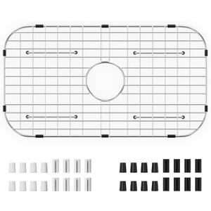 Sink Protector Grid 26-1/16" x 14-1/16", Centered Drain with Corner Radius 3-1/2" for Kitchen Sink Centered Drain with Corner Radius, 304 Stainless Steel Material