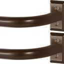 TVWOO Bronze Wrap Around Curtain Rods 2Pack:Blackout Adjustable Window Curtain Rod,Room Darkening Heavy Duty Curved French Metal Single Drapery Rods for Bedroom Kitchen Easy Install, Brown 28-48 Inch