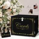 Ywlake Black Wedding Gift Card Box with Lock and Slot Acrylic Money Cash Post Thanks Card Box Large Letter Envelope Cards Holder Boxes for Reception Anniversary Birthday Party Bridal Baby Shower