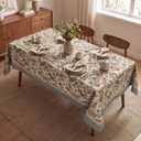 Horaldaily Spring Tablecloth 60x140 Inch Rectangular, Vintage Boho Style Rose Peony Butterflies Birds Floral Green Washable Seasonal 250GSM Table Cover for Party Picnic Dinner Decor