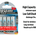 Ansmann AA 2850 Hybrid High Capacity, Low Discharge Rechargeable Batteries 12 Pack