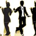 Great 20's Dancer Silhouette Stand Up Decorations - 5.5' - Black and Gold - Pack of 4
