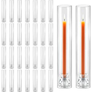 30 Pack Glass Hurricane Candle Holders 12.6" Open Ended Candlestick Holder Tubes Clear Bottomless Cylinders Suitable Taper LED Candles for Wedding Party Christmas Table Centerpiece Decor
