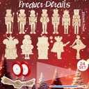 24 Set Christmas Wooden Nutcracker Painting Craft Kit DIY Blank Wooden Nutcracker Cutout Xmas Ornaments Unfinished Ballet Mouse King Walnut Soldier Craft Supplies Hanging for Xmas Tree