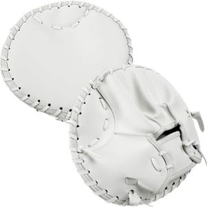 VioraWhite Pancake Baseball and Softball Training Glove - Flat & Soft Premium PVC Fielding Gear for Left-Hand Throw, Great Choice for Teens