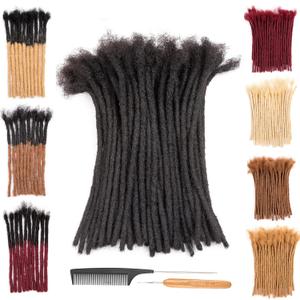 DAIXI 0.4cm and 0.6 0.8cm Thickness Options 6-18 Inch 70 Strands 100% Real Human Hair Dreadlock Extensions for Man/Women Handmade Permanent loc Extensions Bundles Can Be Dyed Bleached Curled Twisted