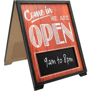 Excello Global Products A-Frame Open/Closed Sign w Chalkboard Rustic Easy to Mount Informative Business Store Restaurant Bar Double Sided Vintage Wooden Sign Decor 17x13 Inches