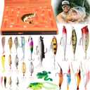 24 Days Fishing Lure Advent Calendar 2025 for Men & Teen Boys, 24 Unique Artificial Baits for Fresh/Saltwater | Christmas Countdown Gift for Anglers (Crankbaits, Poppers, Minnows, Jigs, Frog Lures)