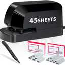 Electric Stapler for Desk Value Pack, 45 Sheet Capacity, Includes 1500 Staples & Staple Remover, No-Jam, Faster Stapling, AC Adapter Powered, Black