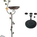 Bird Baths for Outdoors with Solar Fountain, 44" Tall Cast Iron Pedestal Bird Bath and Feeder, Vintage Sturdy Heavy Duty Birdbath Bowl, Decorative Birdbaths for Outside Garden Yard Porch
