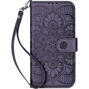 Wallet Case for iPhone 16,[RFID Blocking] 3 Card Holder Stand with Credit Card Slot PU Leather Magnetic Protective Flip Cover for iPhone 16 (Dark Purple)