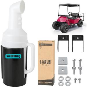 10L0L No Drilling Needed Golf Cart Sand Bottle with Holder Universal for EZGO Club Car Yamaha, Push Cart Divot Filler Sand Bottle with Grip Handle (Fit 1" Square Tube Bracket)