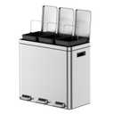 3 x 5.3 Gallon Kitchen Trash Can, 3 Compartment Garbage Can, Stainless Steel Rubbish Bin with Soft-Close Lid and Removable Inner Wastebasket for Kitchen, Home Office