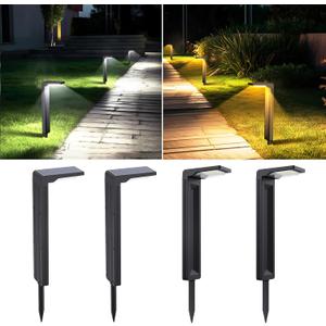 Sunvivo Solar Pathway Lights,2 Modes(Cold White/Warm White),Bright Solar Path Lights Outdoor Waterproof,Perfect Guide Light or Deco for Sideway,Driveway,Walkway,Backyard,Garden,Lawn,Event(4Pack) (Black)