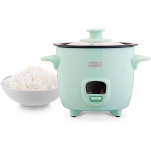 DASH Mini Rice Cooker Steamer with Removable Nonstick Pot, Keep Warm Function & Recipe Guide, .5 Quart, for Soups, Stews, Grains & Oatmeal - Aqua