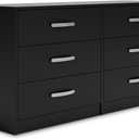 Signature Design by Ashley Finch Modern 6 Drawer Dresser with Ball-bearing Construction and Safety Stop, Black