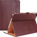 ProCase for iPad 9.7 Inch iPad 6th/5th Generation Case 2018 2017/iPad Air 2/Air 1 Case, Premium PU Leather Folio Corner Protection Multi-Angle Viewing Stand Cover with Front Pocket Pen Loop -Brown