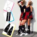 4 Pcs Y2k Star Leg Warmers for Girls Arm Warmers Streetwear Set Include Star Necklace Silver Bracelet Y2k Accessories Kawaii Gyaru Aesthetic Harajuku Jewelry Accessories for Girl Women (Black)