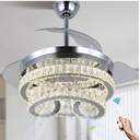 Cainjiazh 42" Smart Crystal Ceiling Fan with Dimmable LED Light & Remote Control - Retractable Blades, 6-Speed, 3 Light Modes,...
