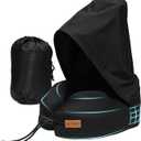 Travel Pillow with Hood, Memory Foam Airplane Neck Pillow for Long Flight, Soft, Comfort Portable Travel Neck Pillow for Flight, Drive, Work, Rest, with Storage Bag