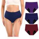Molasus Incontinence Underwear for Women High Absorbency Period Leakproof Cotton Underwear Heavy Flow Menstrual Protective Panties Bladder Control Briefs 3 Pack, Multicolor, XLarge