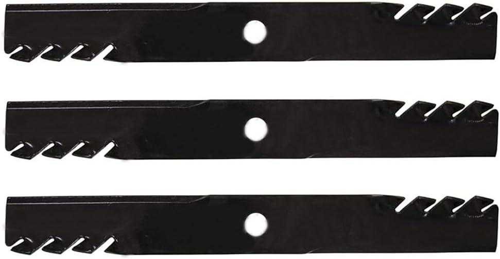 Set of 3 New Toothed Mulch Mower Blade Fits Exmark 103-6398 103-6398-S 103-6403 103-6383 103-6393, 596-749, Lazer Z Models Interchangeable with 103-6383 103-6383