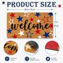 4th of July Patriotic Artificial Coir Front Door Mat 17" X30" Blue White Star Welcome Doormat Non Slip USA 250th Anniversary Independence Day Entry Rug for Indoor Outdoor Kitchen Bathroom Porch Decor