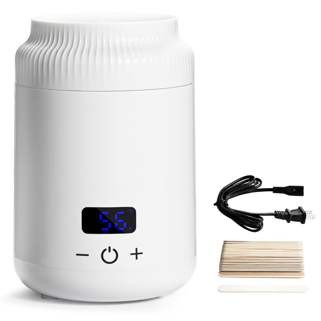 Mini Wax Warmer with 100 Sticks, Small Wax Heater for Hair Removal, Portable Waxing Kit for Women (White)