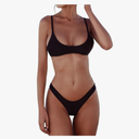 SherryDC Women's Solid Scoop Neck Push Up Padded Brazilian Thong Bikini Swimsuit Bathing Suit Size L