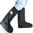 IwIeIaIrI Rain Boot Covers Waterproof Shoe Covers with Safety Reflector,Reusable Foldable Non-Slip Rain Gear for Men Women Walking,Fishing,Gardening,Farming,Motorcycle Black (XL) 