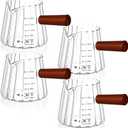 4 Pcs 6 Oz/180 ml Espresso Shot Glass with Wood Handle, Espresso Accessories, Single Spouts Milk Frother Measuring Cup with Clear Scale Heat Resistant for Coffee Milk Tea Syrup